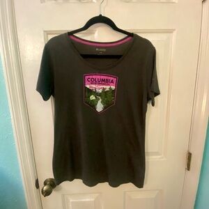 Columbia Heathered Shirt with Pink Trim